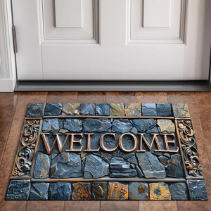 Tapete de Entrada Rectangular Antideslizante de Tierra de Diatomeas con Diseño de Bienvenida para Uso Doméstico, Fácil de Limpiar y Mantener - Product Image 1