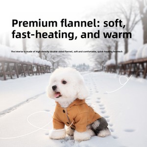 Novo Casaco para Cães à Prova de Vento e Água com Capuz, Forrado com Fleece, Estilo Casual em Poliéster - Product Image 2