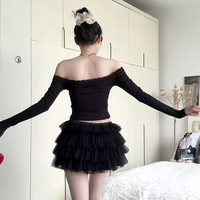 Nouvelle Mode Doux Tutu Style Casual Dentelle Corset Hors Épaule Esthétique Gilet Femmes