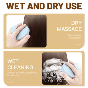 Brosse à shampooing ronde à double usage en silicone souple personnalisée, non jetable, pour le soin des cheveux de bébé avec massage des méridiens - Product Image 2