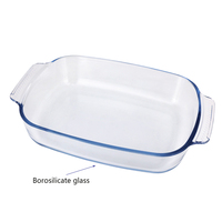 Plat à four rectangulaire en verre borosilicate avec poignée, transparent, capacité 3,8 L, compatible four/micro-ondes, prix de gros