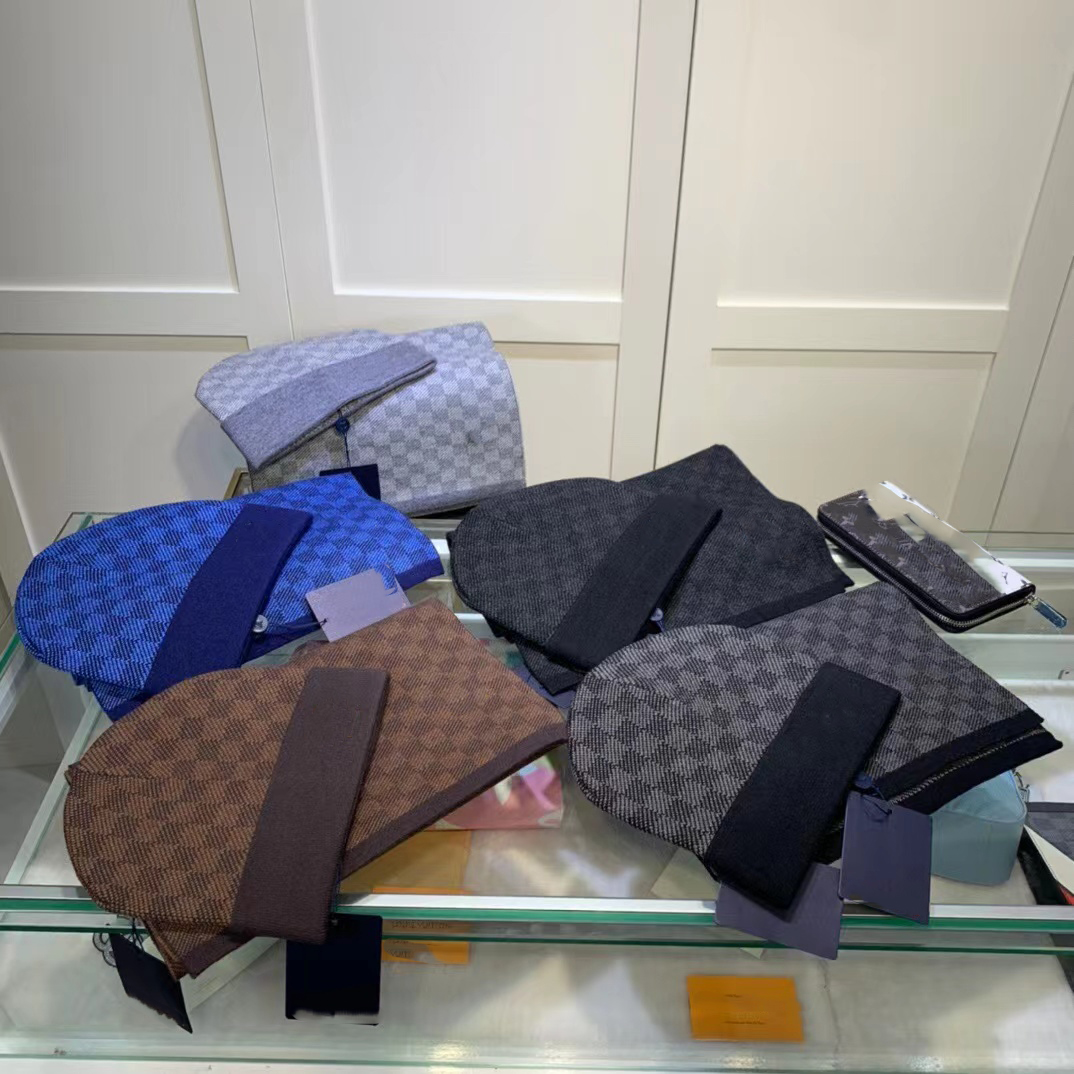 Новейшие Индивидуальные Дизайнерские буквы напечатаны теплые стильные Мягкие Шапки-бини вязаный шарф