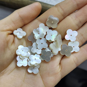 Natural White Shell Gemstones one Hole Four Leaf Clover Jewelry Mother Of Pearl Shell Loose <b>Beads</b> for Jewelry Making - Product Image 2