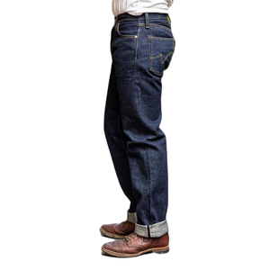 Selvedge <strong>Jeans</strong> Men's Straight Fit Raw <strong>Denim</strong> Pants With Classic Yellow Stitching for Daily Wear Trendy Street Style Looks - Product Image 2