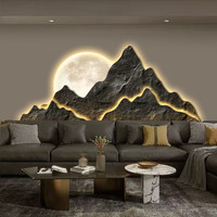 Light Luxury LED Backlit Wall Art Decorative Painting with Moon Design Modern for Living Room Sofa Background Wall