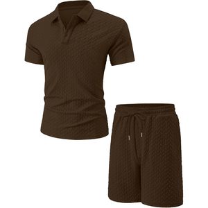 Ensemble polo d'été pour homme personnalisé, chemise à manches courtes texturée et short respirant en tricot 100% polyester, tenue de plage et de golf - Product Image 6