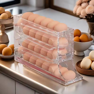 Sản Phẩm Nhà Bếp Đại Lý Mua 4 Tầng Tự Động Cán Tủ Lạnh Trứng Organizer Giữ Trứng Tươi Dispenser Tủ Lạnh Trứng Chủ 4 Tầng - Product Image 5