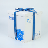 Boîte à gâteau en papier transparent avec poignée de transport, emballage cadeau jetable pour gâteaux d'anniversaire et de mariage