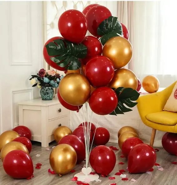 Diskon besar balon meja Set berdiri balon lateks balon daun untuk dekorasi pesta pernikahan
