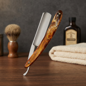Professional Barber Straight Razor Stainless Steel Folding <b>Shaving</b> with Self-Cleaning for Salon and Personal Use - Product Image 2