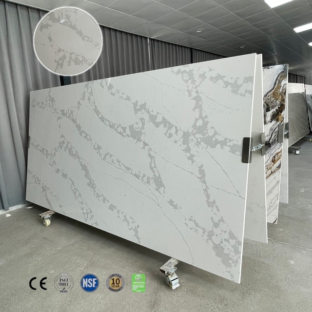 Calacatta White Quartz Big Slab Artificial Stones Quartz Slab for Kitchentop Countertop Wall Table Engineer Quartz Stone Samples