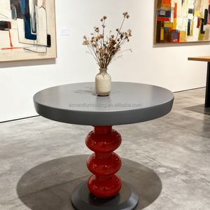 Tavolino retrò moderno FRP piano rotondo grigio con Base a bulbo <span class=keywords><strong>rosso</strong></span> per soggiorno spazio di lavoro creativo caffè di ispirazione <span class=keywords><strong>Vintage</strong></span> - Product Image 5