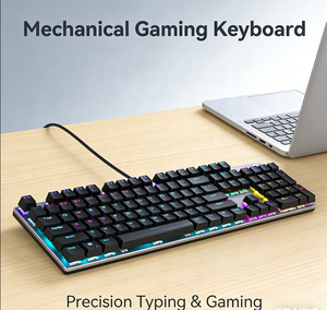 Clavier mécanique filaire OEM GK100F Esports, interrupteurs bleus, 104 touches, 20 éclairages RGB, claviers ergonomiques pour CF <span class=keywords><strong>LOL</strong></span> FPS Gaming - Product Image 1