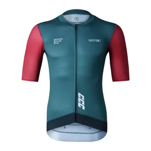 Grosir seragam bersepeda pria bersirkulasi, baju Jersey sepeda warna-warni untuk bersepeda Musim Panas 2024