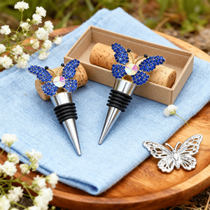 <span class=keywords><strong>Bouchon</strong></span> de bouteille de <span class=keywords><strong>vin</strong></span> en acier inoxydable <span class=keywords><strong>bleu</strong></span> papillon unique, design personnalisé en usine, pour anniversaire, mariage - Product Image 5