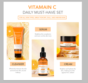 Produk Perawatan Kulit Wajah Pemutih Khusus <span class=keywords><strong>Vitamin</strong></span> C Set Perawatan Kulit Pencerah untuk Semua Jenis Kulit - Product Image 2