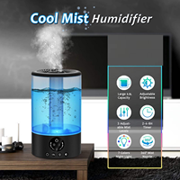Humidificateur ultrasonique noir 3L, grand humidificateur à brume ultrasonique avec minuterie 2/4/8H, 3 vitesses, faible bruit, humidificateur électrique à télécommande
