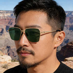 Lunettes de soleil carrées Ks-3986 pour hommes, monture en métal et plastique, verres en nylon, protection UV400, classe 2, pare-soleil noir C1C2C3 - Product Image 5