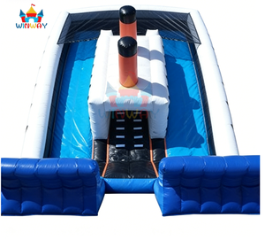 Tobogán Inflable Gigante de Doble Carril Azul y Blanco con Diseño de Camión de Bomberos, Piscina de Agua para Niños y Adultos, Precio de Fábrica - Product Image 1