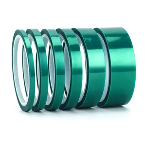 Tape Leverancier Polyester Groene Tape Poedercoating Hoge Temperatuur Siliconen Zelfklevende Groene Pet Polyester Tape