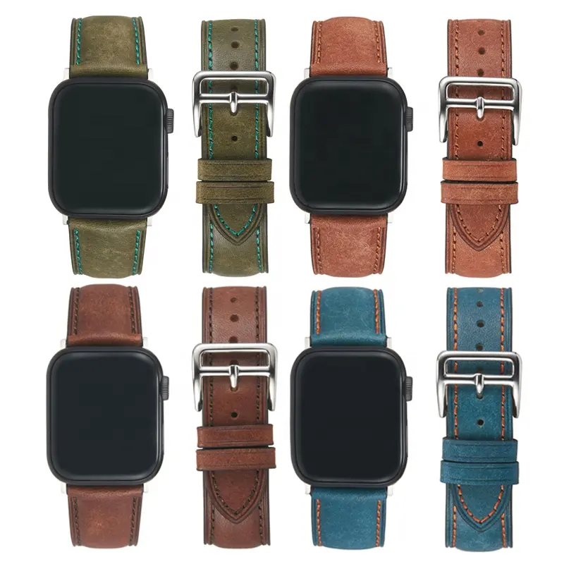 4 Colors Individual color matching For Apple watch 8/7 band Vintage abrasive leather strap crack cowhide skin strap