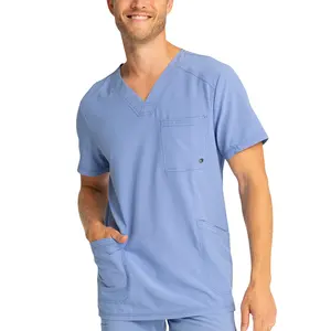 OEM New design men's V-neck top Nurse Medical Uniform Men's Scrub Uniforms Medical Scrubs Laboratory