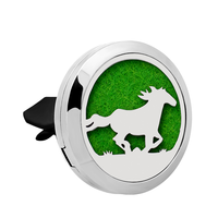 Diffuseur de parfum solide 30 mm en acier inoxydable pour voiture, motif Cheval au galop, à clipser sur grille d'aération, par évaporation naturelle, rafraîchissant