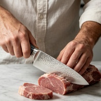 Couteau de chef professionnel de 8 pouces, acier inoxydable forgé, couteau de cuisine ergonomique, manche en bois antidérapant pour la cuisine à domicile