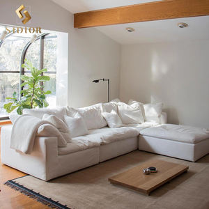 Divano Letto Componibile Modulare a L o a U Bianco Reclinabile Lazy Cloud in Piuma d'Oca Compressa - Product Image 4