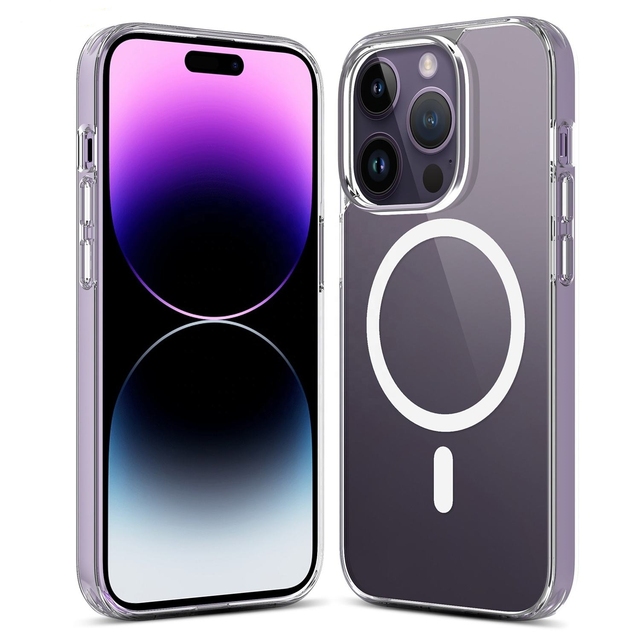 Print Logo Transparent TPU PC Magnetic Protective Phone Case Wireless Charging Shockproot Cell Phone Case for iphone 14 15 Case