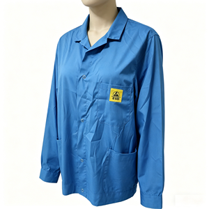 Combinaison <span class=keywords><strong>antistatique</strong></span> ESD avec pantalon, col rabattable, lavable et réutilisable, à fermeture éclair, anti-poussière, pour salle blanche et laboratoire, vente en gros - Product Image 2