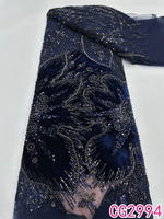 NOUVEAU Tissu en dentelle africaine perlée en velours 2026 – Tissu en dentelle française brodé vert de haute qualité pour la couture de robes de mariée
