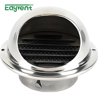 Grille d'aération murale ronde moderne en acier inoxydable avec écran intégré pour cuisine et salle de bain