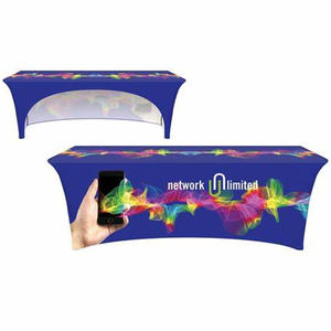 Nappe ajustée extensible Couverture de table en spandex de 6 'avec logo-Nappe de table de marque personnalisée Premier - Product Image 6
