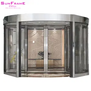 Puerta giratoria automática de vidrio comercial, puerta giratoria de alta calidad