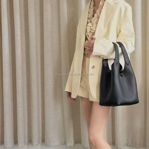 Sac à main de luxe pour <span class=keywords><strong>femme</strong></span> en cuir véritable de style italien, sac seau classique en cuir véritable pour femmes - Product Image 3