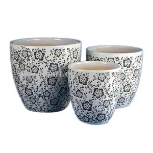 Glasierter Keramik blumentopf des Blumenmuster druck designs