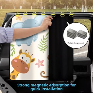 어린이용 OLIVER 핏 자동차 커튼 차양막 자석식 여름 아기 자외선 차단 열 차단 만화 캐릭터 측면 차양막 빛 차단 - Product Image 4