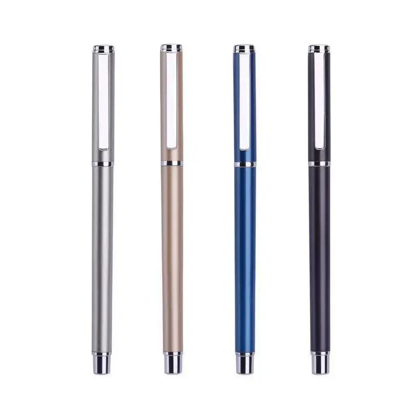 CHXN Stylo en métal avec logo personnalisé cadeau d'affaires et encres gel de 0.5mm à 1.0mm de large, noir, bleu, argent, rose et or, idéal pour le marquage des lettres