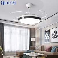 Ventilateur de plafond rétractable intelligent à commande à distance avec moteur en cuivre CC, lumière LED intelligente, design moderne, utilisation à domicile ou au bureau, IRC élevé 90