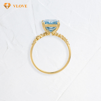 Bijoux en diamant bleu cultivé en laboratoire, bague en diamant CVD bleu clair cultivé en laboratoire, bague de fiançailles et de mariage en diamant CVD bleu fantaisie cultivé en laboratoire