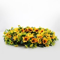 Guirlande de tournesols en soie artificielle de haute qualité - Décoration artisanale pour l'extérieur/l'intérieur, pour la porte d'entrée, le mur, le porche