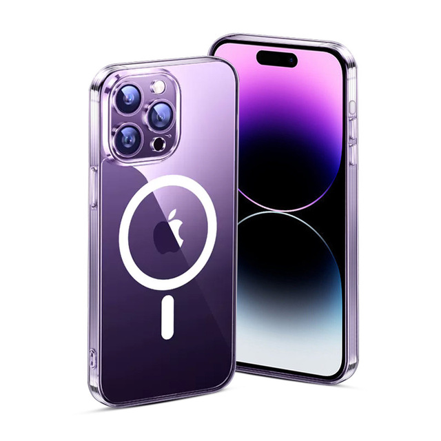 Wholesale Transparent TPU Anti Yellow Magnetic Wireless Charging Phone Case for iPhone 11 12 13 14 15 16 17 Pro Max