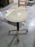 Table d'appoint de luxe en jade naturel, hauteur réglable - Table d'appoint mobile avec élévation de 12 cm, roulettes en laiton rotatives à 360°, mobilier de maison