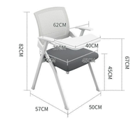 Chaise pliable peu encombrante avec dossier en maille et accoudoirs, pour tablette d'écriture, formation, conférence, école, bureau, réunion, événement