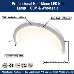 Lampe de bureau LED demi-lune réglable en luminosité OEEM pour manucure et maquillage, sans ombre - Product Image 1