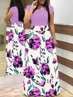 2025 Dot Patchwork robe femme mode imprimé fleuri Maxi à manches longues femmes robe décontracté femmes robe