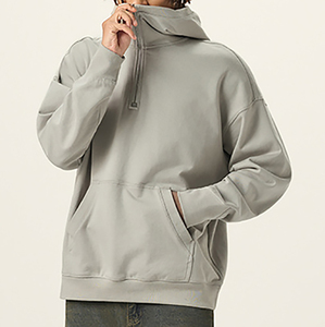 Custom Heavyweight 400Gsm Oversized Men's Solid <b>Color</b> Quarter Zip Hoodie Front Pocket Drop Shoulder Design Autumn ODM - Product Image 6