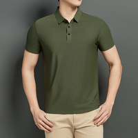 T-shirt Polo Homme d'été sans coutures en Soie Glacée 85% Nylon, Couleur Unie, Manches Courtes, Décontracté, Séchage Rapide, Extensible, pour Jeunes