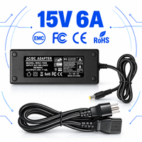 Adaptateur secteur de bureau à découpage haute stabilité 90W 15V 6A, personnalisable, avec prises universelles US, UK, AU, pour projecteur et ordinateur (OEM/ODM)